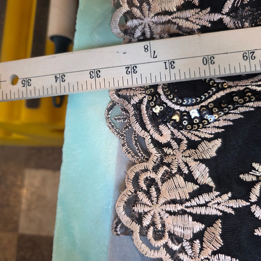 Boohoo Sequin Embroidered Mesh Jumpsuit Black Gold Wide Leg Plus Size 16/18 NEW - Picture 7 of 8